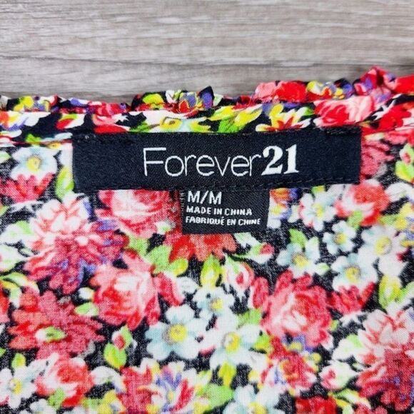 FOREVER 21 Floral Button Front Skater Dress Medium - Picture 13 of 16